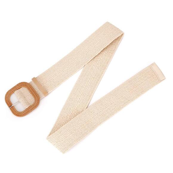 Women Belts For Dresses, Elastic Straw Rattan Waist Band With Large Buckle🐤 - Picture 7 of 7